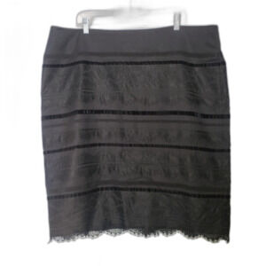 TALBOTS Fabric By Marzotto Black Lace Wool Blend Skirt Womens Plus Size 20